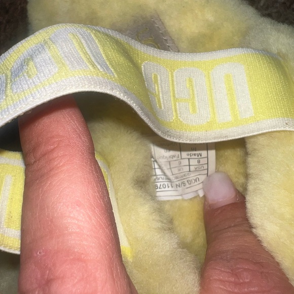 UGG Yellow Fuzzy Shearling Slide Sandals - Picture 4 of 4